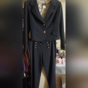 Wrapper Navy Pantsuit with Gold Sailor Accents Buttons Size 11/12